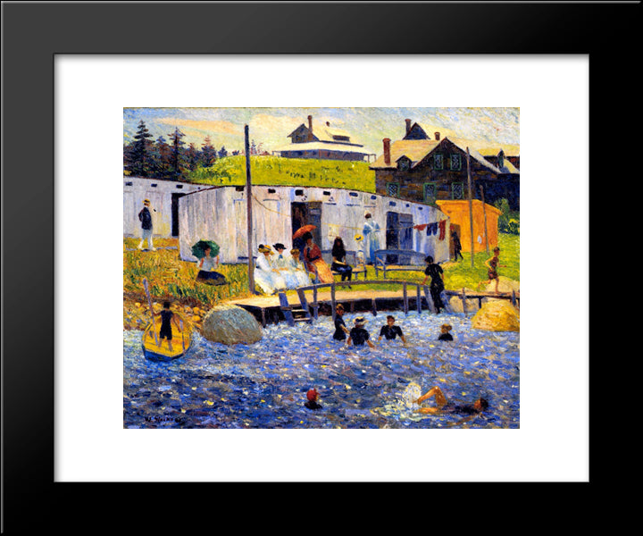 The Bathing Hour 20x24 Black Modern Wood Framed Art Print Poster by Glackens, William James