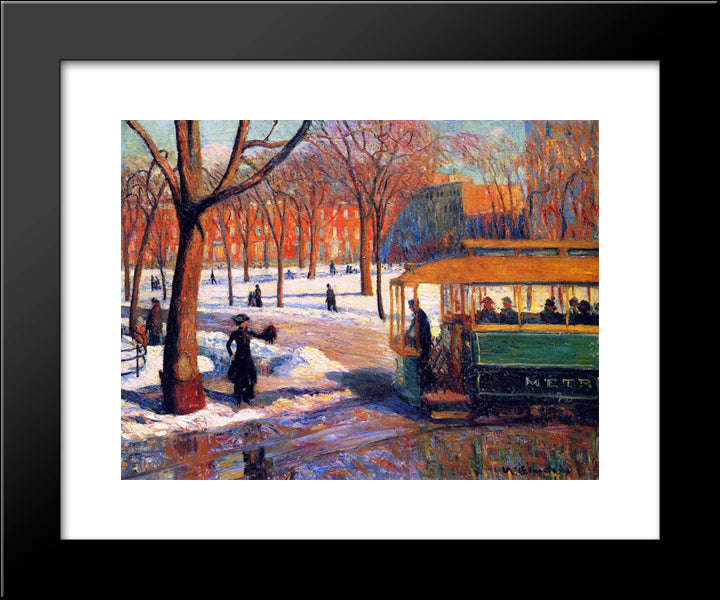 The Green Car 20x24 Black Modern Wood Framed Art Print Poster by Glackens, William James