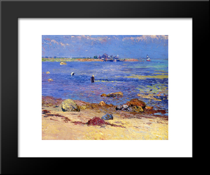 Treading Clams, Wickford 20x24 Black Modern Wood Framed Art Print Poster by Glackens, William James