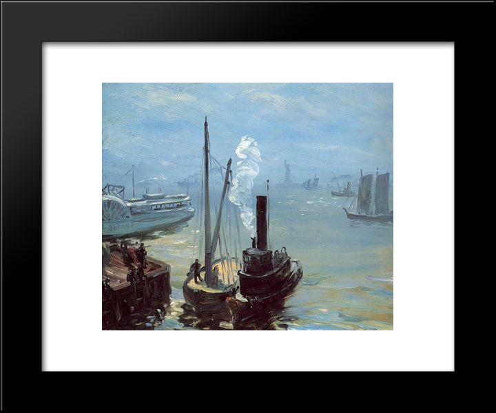 Tugboat And Lighter 20x24 Black Modern Wood Framed Art Print Poster by Glackens, William James