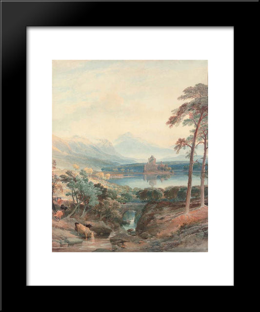A Crisp Morning, Kilchurn Castle 20x24 Black Modern Wood Framed Art Print Poster by Leitch, William Leighton