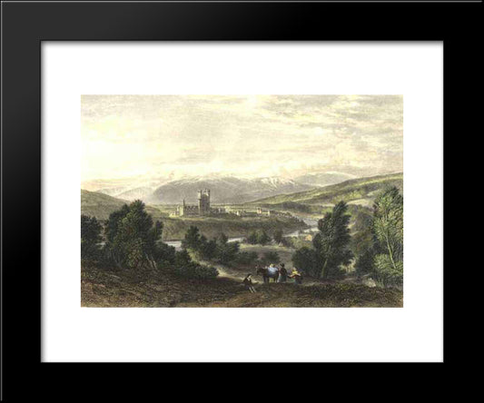 Balmoral Castle, Drawn By Leitch, Engraved By J. Godfrey 20x24 Black Modern Wood Framed Art Print Poster by Leitch, William Leighton