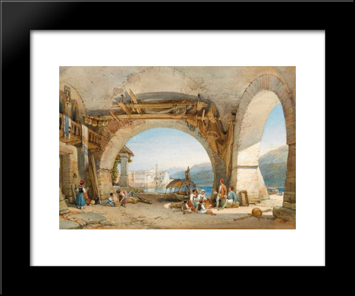 Isola Bella From The Isola Dei Pescatori, Lake Maggiore 20x24 Black Modern Wood Framed Art Print Poster by Leitch, William Leighton
