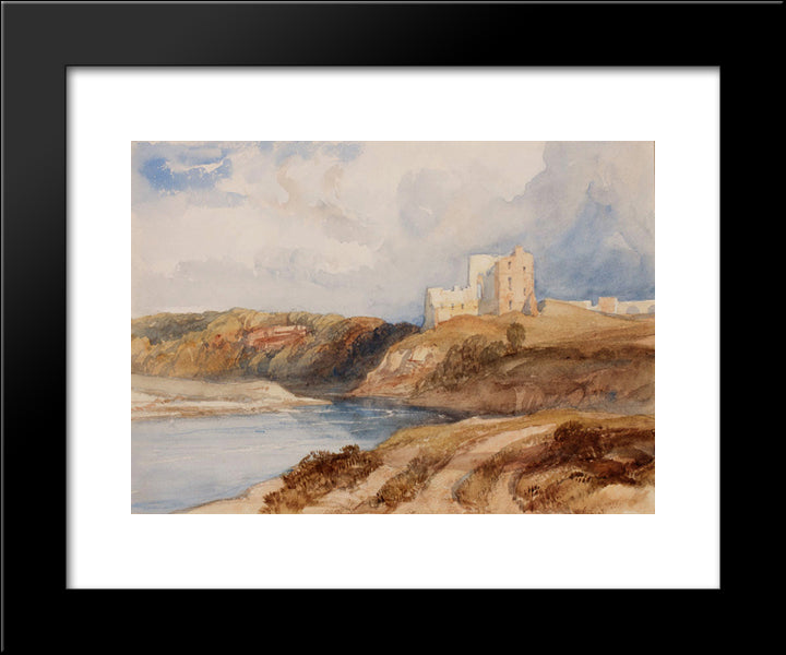 Northumberland Norham Castle 20x24 Black Modern Wood Framed Art Print Poster by Leitch, William Leighton