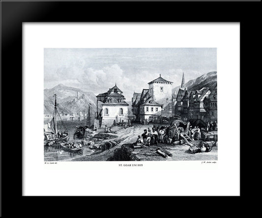 St. Goar Um 1835, Engraving By J.W. Archer After Leitch 20x24 Black Modern Wood Framed Art Print Poster by Leitch, William Leighton