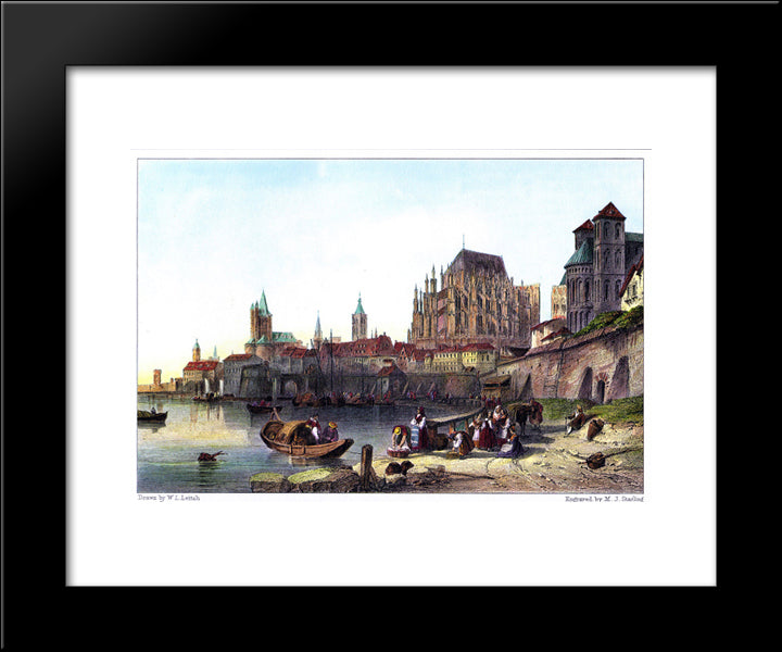 The City Of Cologne, Engraved By M.J. Starling After Leitch 20x24 Black Modern Wood Framed Art Print Poster by Leitch, William Leighton