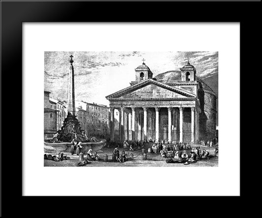 The Pantheon In Rome, Drawing By Leitch, Engraving By W.B. Cooke 20x24 Black Modern Wood Framed Art Print Poster by Leitch, William Leighton