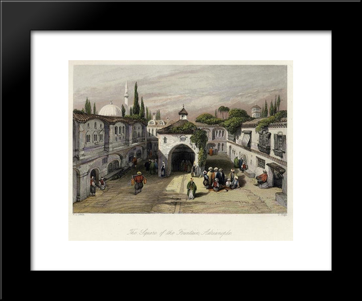 The Square Of The Fountain, Adrianople (After Leitch) 20x24 Black Modern Wood Framed Art Print Poster by Leitch, William Leighton