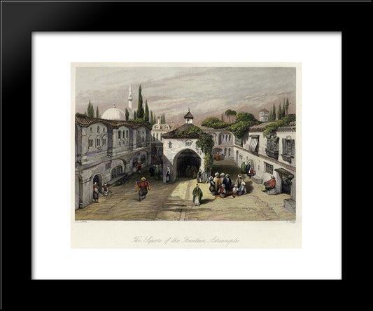 The Square Of The Fountain, Adrianople (After Leitch) 20x24 Black Modern Wood Framed Art Print Poster by Leitch, William Leighton