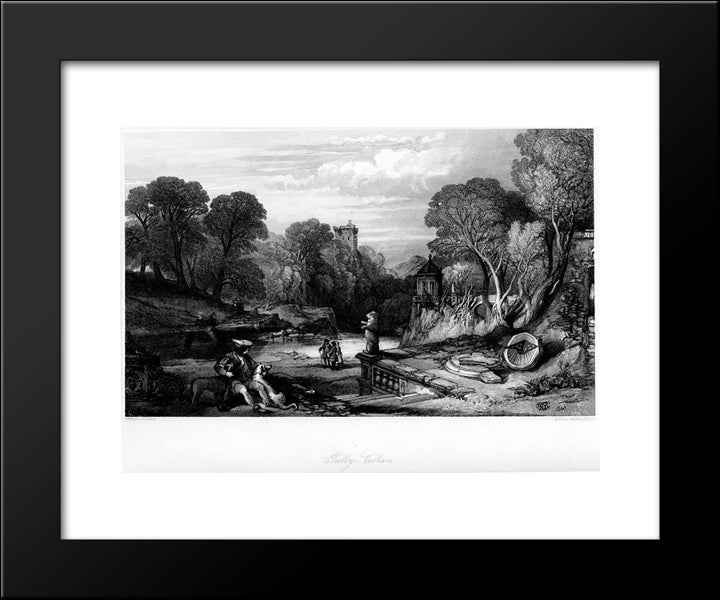 Tulleveolan, Engraving By William Miller After Leitch, From Eight Engravings In Illustration Of Waverley 20x24 Black Modern Wood Framed Art Print Poster by Leitch, William Leighton