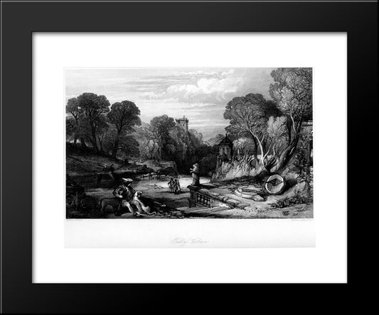 Tulleveolan, Engraving By William Miller After Leitch, From Eight Engravings In Illustration Of Waverley 20x24 Black Modern Wood Framed Art Print Poster by Leitch, William Leighton