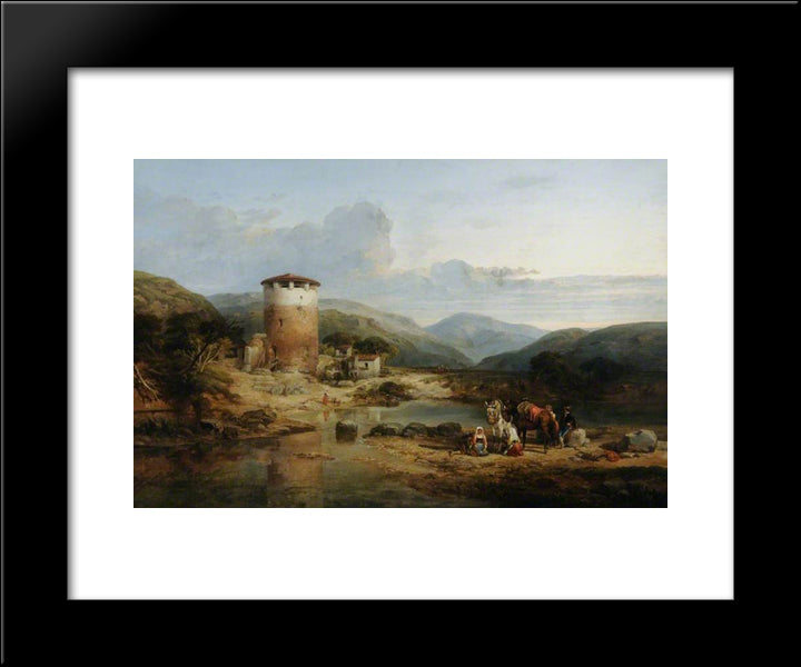 View Above The Capua, Southern Italy 20x24 Black Modern Wood Framed Art Print Poster by Leitch, William Leighton