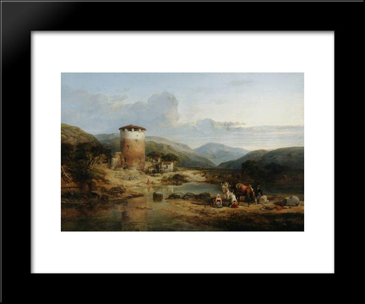 View Above The Capua, Southern Italy 20x24 Black Modern Wood Framed Art Print Poster by Leitch, William Leighton