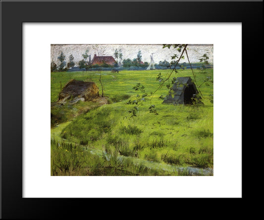 A Bit Of Holland Meadows (Aka A Bit Of Green In Holland) 20x24 Black Modern Wood Framed Art Print Poster by Chase, William Merritt