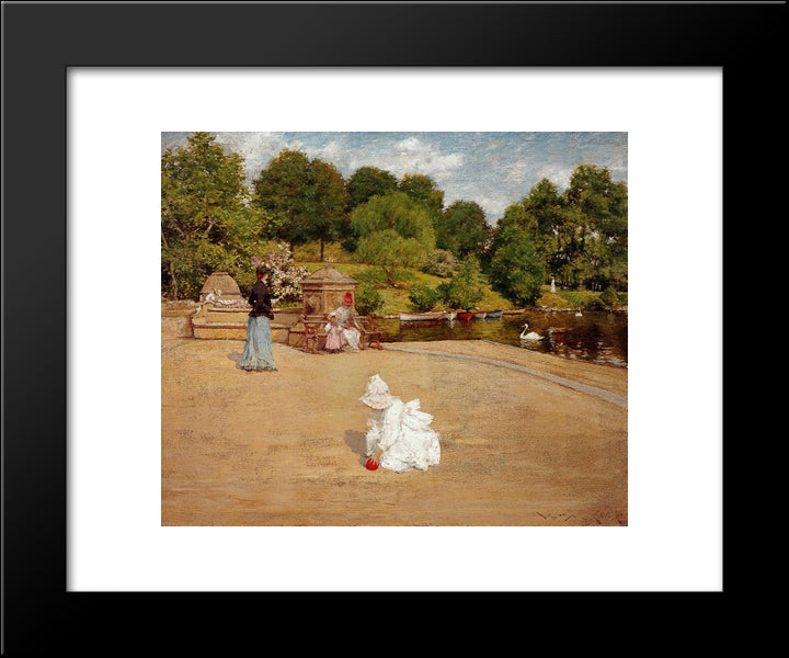 A Bit Of The Terrace (Aka Early Morning Stroll) 20x24 Black Modern Wood Framed Art Print Poster by Chase, William Merritt