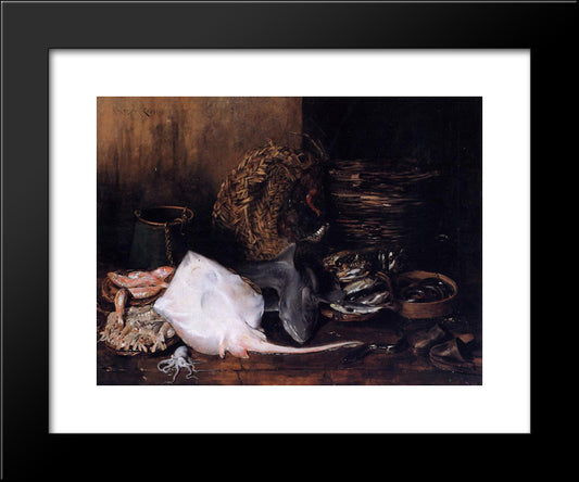 A Fishmarket In Venice (Aka Venetian Fish Market - The Yield Of The Waters) 20x24 Black Modern Wood Framed Art Print Poster by Chase, William Merritt