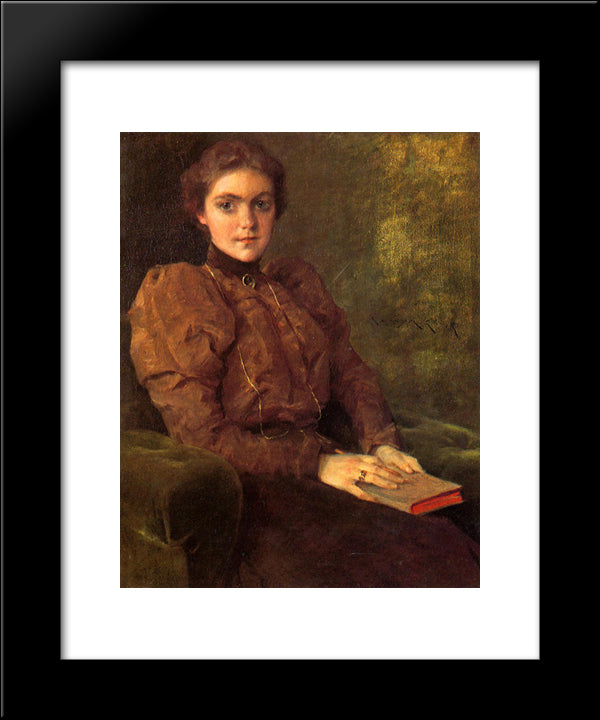 A Lady In Brown 20x24 Black Modern Wood Framed Art Print Poster by Chase, William Merritt