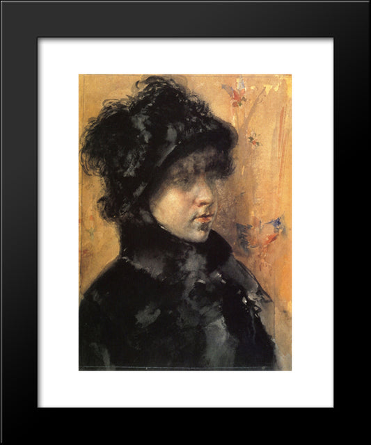 A Portrait Study 20x24 Black Modern Wood Framed Art Print Poster by Chase, William Merritt