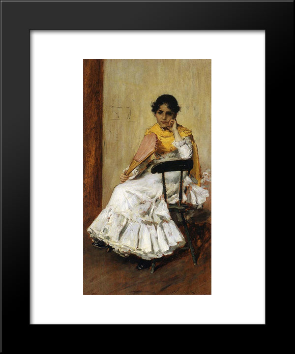 A Spanish Girl (Portrait Of Mrs. Chase In Spanish Dress) 20x24 Black Modern Wood Framed Art Print Poster by Chase, William Merritt