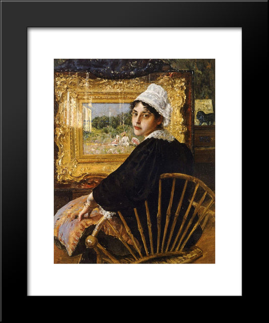 A Study (The Artist'S Wife) 20x24 Black Modern Wood Framed Art Print Poster by Chase, William Merritt