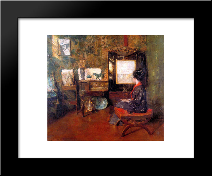 Alice In Studio In Shinnecock Long Island Sun 20x24 Black Modern Wood Framed Art Print Poster by Chase, William Merritt