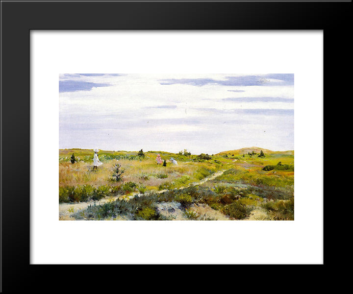 Along The Path At Shinnecock 20x24 Black Modern Wood Framed Art Print Poster by Chase, William Merritt