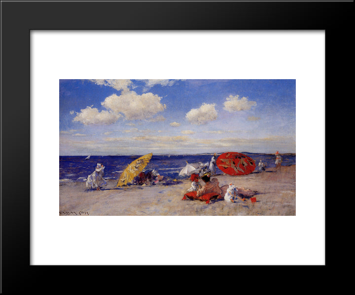 At The Seaside 20x24 Black Modern Wood Framed Art Print Poster by Chase, William Merritt