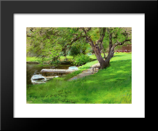 Bank Of A Lake In Central Park 20x24 Black Modern Wood Framed Art Print Poster by Chase, William Merritt