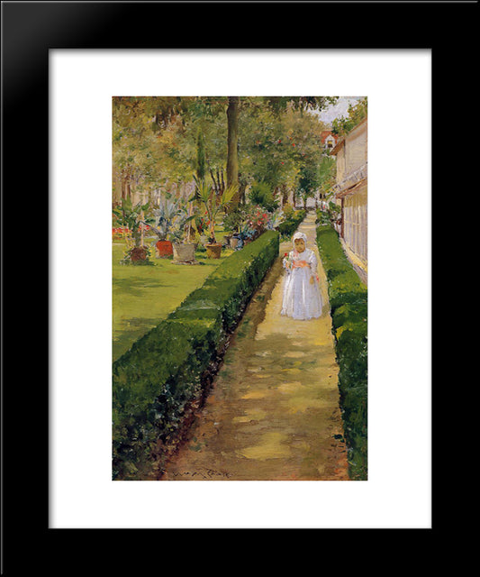 Child On A Garden Walk 20x24 Black Modern Wood Framed Art Print Poster by Chase, William Merritt