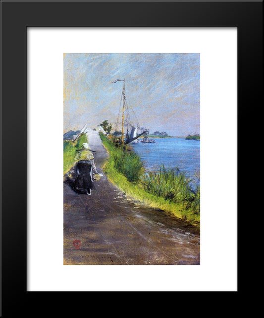 Dutch Canal (Aka Canal Path Holland) 20x24 Black Modern Wood Framed Art Print Poster by Chase, William Merritt