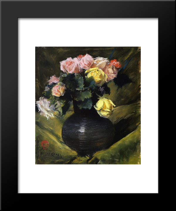 Flowers (Aka Roses) 20x24 Black Modern Wood Framed Art Print Poster by Chase, William Merritt