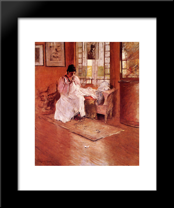 For The Little One, Aka Hall At Shinnecock 20x24 Black Modern Wood Framed Art Print Poster by Chase, William Merritt