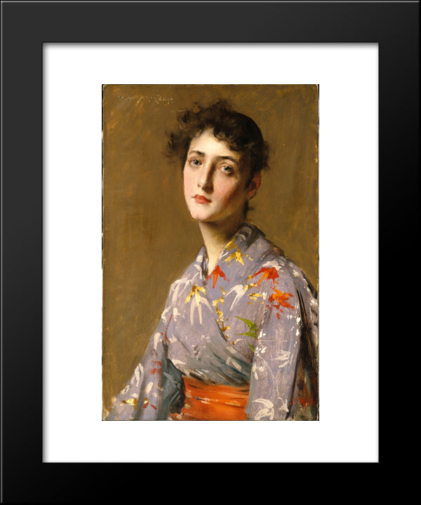 Girl In A Japanese Costume 20x24 Black Modern Wood Framed Art Print Poster by Chase, William Merritt