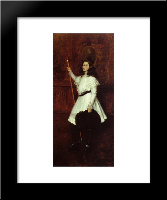 Girl In White, Aka Portrait Of Irene Dimock 20x24 Black Modern Wood Framed Art Print Poster by Chase, William Merritt