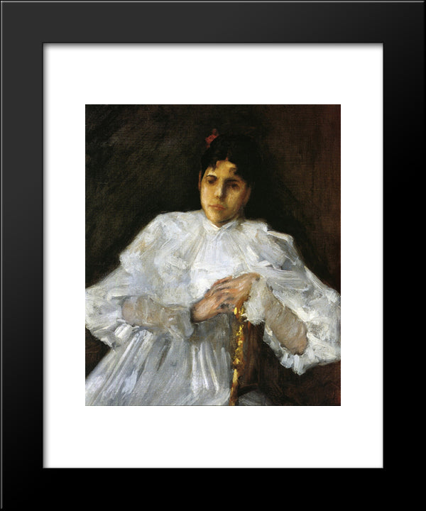 Girl In White 20x24 Black Modern Wood Framed Art Print Poster by Chase, William Merritt