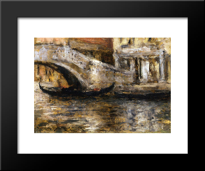 Gondolas Along Venetian Canal (Aka Gondola In Venice) 20x24 Black Modern Wood Framed Art Print Poster by Chase, William Merritt