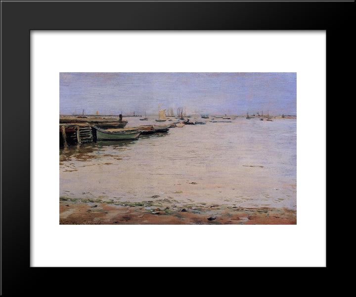 Gowanus Bay (Aka Misty Day, Gowanus Bay) 20x24 Black Modern Wood Framed Art Print Poster by Chase, William Merritt