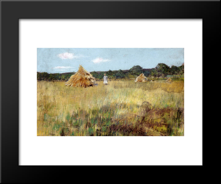 Grain Field, Shinnecock Hills 20x24 Black Modern Wood Framed Art Print Poster by Chase, William Merritt