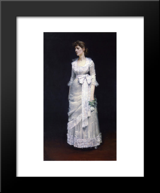 Lady In White Gown 20x24 Black Modern Wood Framed Art Print Poster by Chase, William Merritt