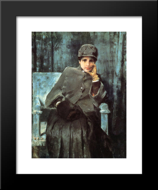 Meditation (Portrait Of The Artist'S Wife) 20x24 Black Modern Wood Framed Art Print Poster by Chase, William Merritt