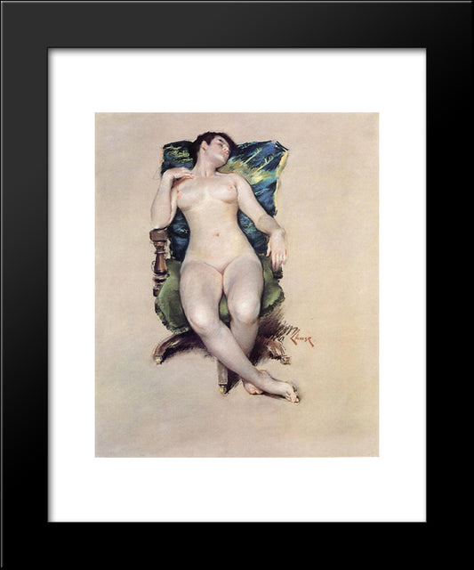 Nude Resting 20x24 Black Modern Wood Framed Art Print Poster by Chase, William Merritt