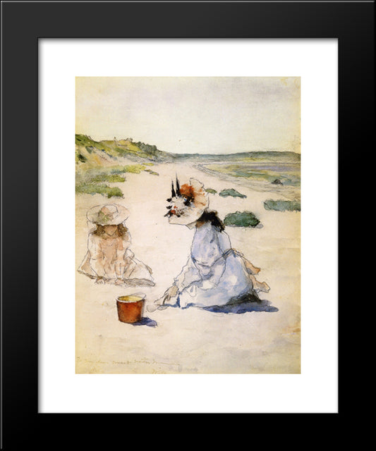 On The Beach, Shinnecock 20x24 Black Modern Wood Framed Art Print Poster by Chase, William Merritt