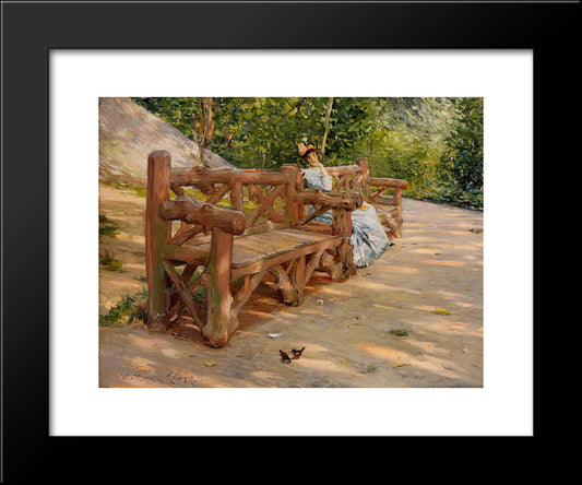 Park Bench (Aka An Idle Hour In The Park - Central Park) 20x24 Black Modern Wood Framed Art Print Poster by Chase, William Merritt