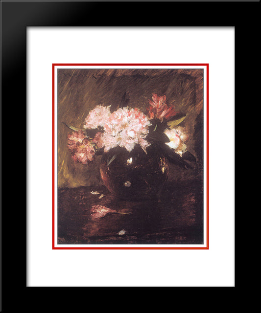 Peonies 20x24 Black Modern Wood Framed Art Print Poster by Chase, William Merritt