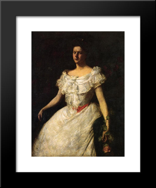 Portrait Of A Lady With A Rose 20x24 Black Modern Wood Framed Art Print Poster by Chase, William Merritt