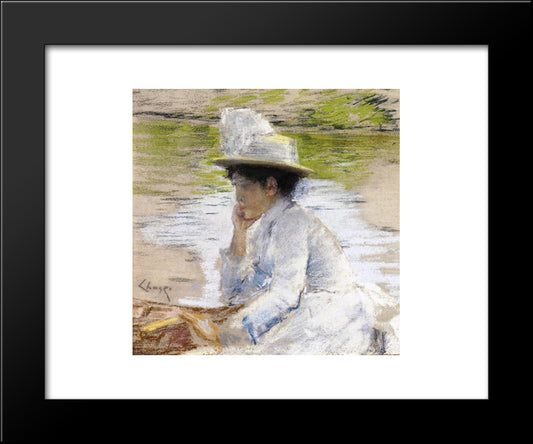 Portrait Of Mrs. Chase 20x24 Black Modern Wood Framed Art Print Poster by Chase, William Merritt