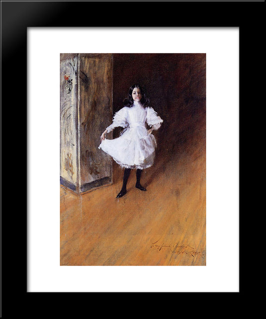 Portrait Of The Artist'S Daughter (Dorothy) 20x24 Black Modern Wood Framed Art Print Poster by Chase, William Merritt