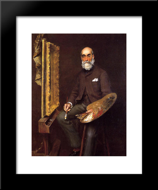 Portrait Of Worthington Whittredge 20x24 Black Modern Wood Framed Art Print Poster by Chase, William Merritt