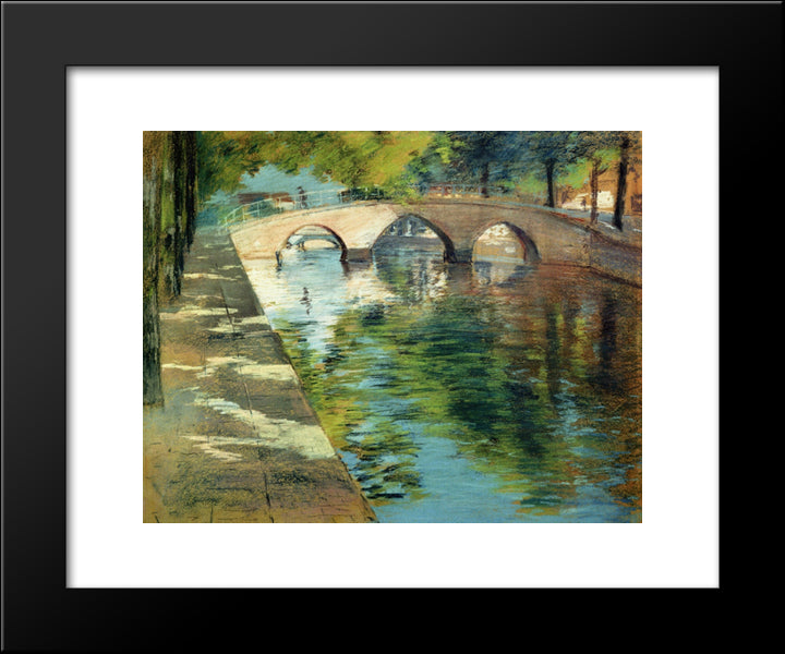 Reflections (Aka Canal Scene) 20x24 Black Modern Wood Framed Art Print Poster by Chase, William Merritt