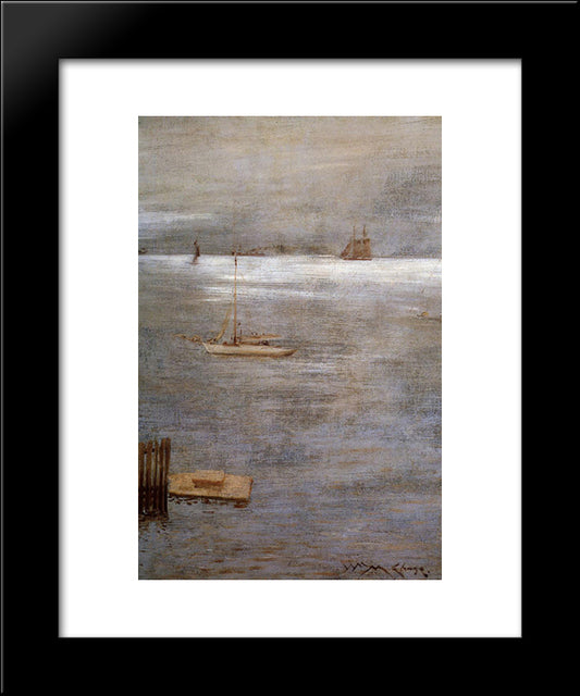 Sailboat At Anchor 20x24 Black Modern Wood Framed Art Print Poster by Chase, William Merritt